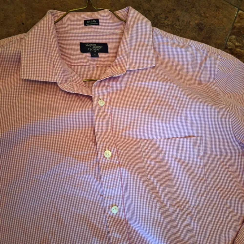 Men's J. Crew Pink Checkered Button Up Shirt Sz XL
